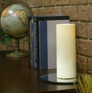 3x8 Flat Top Pillar Ivory Wax Flameless Candle with Timer (2 Pack)