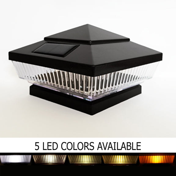 Pyramid Plastic 4x4 Solar Post Cap - Black for 3.5" Wood Post (Set of 2)