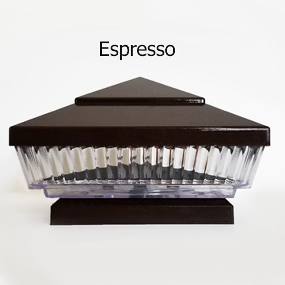 Pyramid Plastic 4x4 Solar Post Cap Light - Espresso or Hammered Brown for 3.5" Wood Post (Set of 2)
