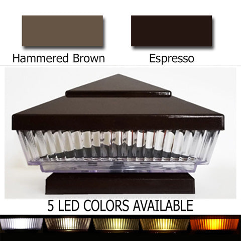Pyramid Plastic 4x4 Solar Post Cap Light - Espresso or Hammered Brown for 4" Post (Set of 2)