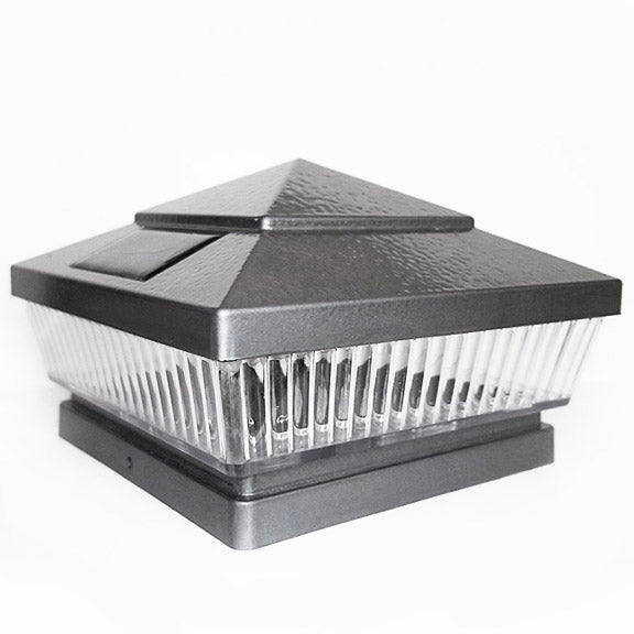Pyramid Plastic 5x5 Solar Cap Light - Silver or Hammer Gray for 4-1/2 to 5" Post