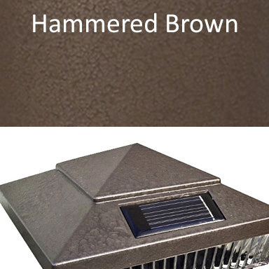 Pyramid Plastic 4x4 Solar Post Cap Light - Espresso or Hammered Brown for 3.5" Wood Post (Set of 2)
