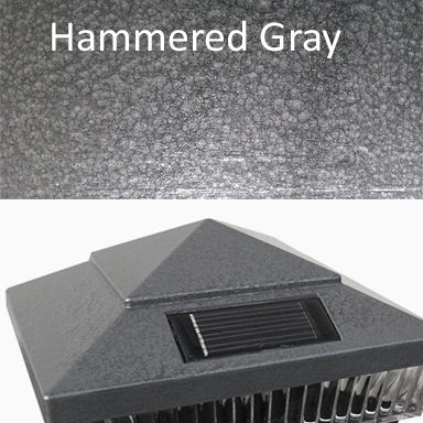 Pyramid Plastic 4x4 Solar Post Cap Light - Silver or Hammered Grey for 3.5" Wood Post (Set of 2)