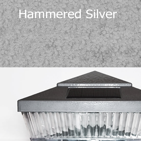 Pyramid Plastic 4x4 Solar Post Cap Light - Silver or Hammered Grey for 3.5" Wood Post (Set of 2)