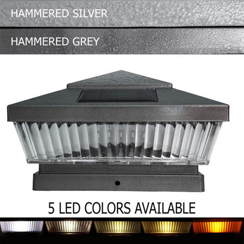 Pyramid Plastic 5x5 Solar Cap Light - Silver or Hammer Gray for 4-1/2 to 5" Post