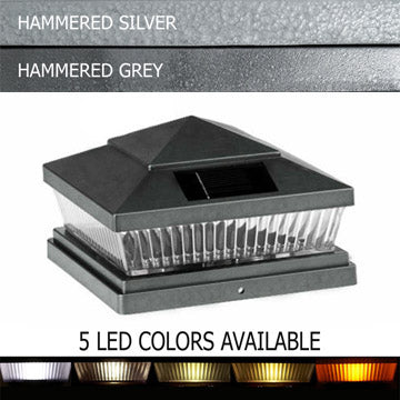 Pyramid Plastic 6x6 Solar Cap Light - Silver or Hammered Grey for 5-1/2 to 6" Post