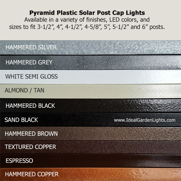 Pyramid Plastic 4x4 Solar Post Cap Light - Espresso or Hammered Brown for 3.5" Wood Post (Set of 2)