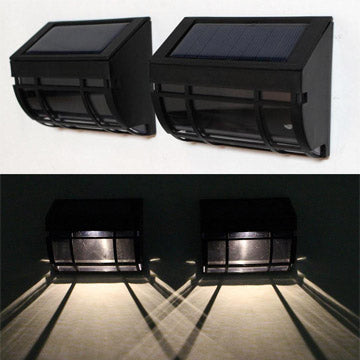 Solar Side Mount Post Light Black with Soft White LEDs (2 PK)